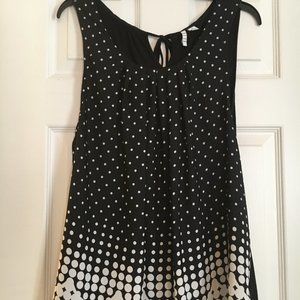 XL Elle Black & White Polka Loose Casual Long Tank